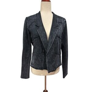 TESTIMONY Los Angeles French Terry Whimsigoth Open‎ Front Jacket Black Size S